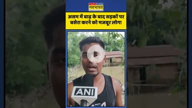 Assam में बाढ़ के बाद सड़कों पर बसेरा करने को मजबूर लोग! | #shorts #assam #assamfloodnews #flood