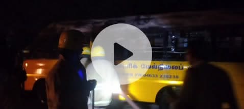 செங்கோட்டை: தனியார் பள்ளி பேருந்து தீப்பிடித்து எறிந்ததால் பரபரப்பு