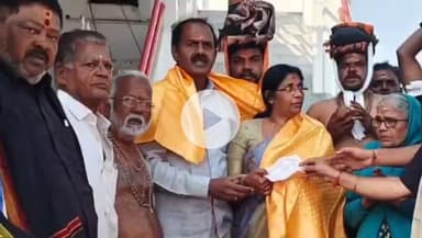 కథలాపూర్: కథలాపూర్ : కోరుట్ల అయ్యప్ప దేవాలయ ఆవరణలో శివాలయ నిర్మాణానికి 5 లక్షల విరాళం ప్రకటించిన విద్యాసంస్థల యజమాని