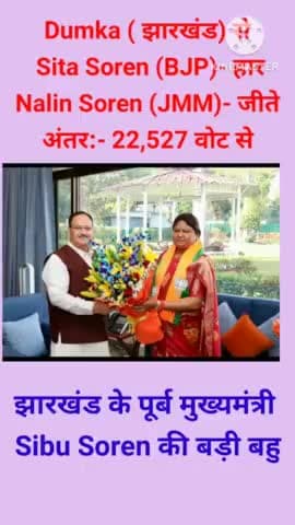 झारखंड के पूर्ब मुख्यमंत्री Shibu Soren की बड़ी बहु Sita Soren (BJP), JMM नालिन सोरेन से हारी #shorts #sitasoren #nalin