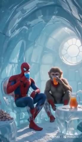 Spider Man and Monkey Drinking Juice 🥤😂#spiderman #monkey #juice