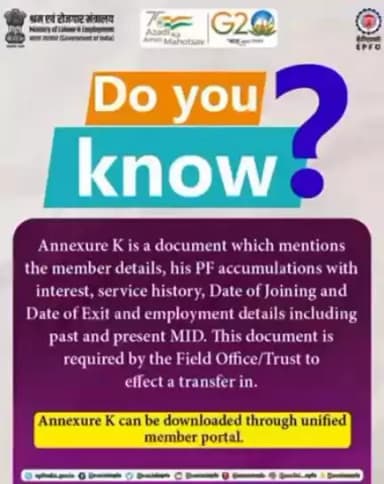 Do you know what #Annexure K is?

#EPFO #SocialSecurity #AmritMahotsav  #EPFOwithyou
