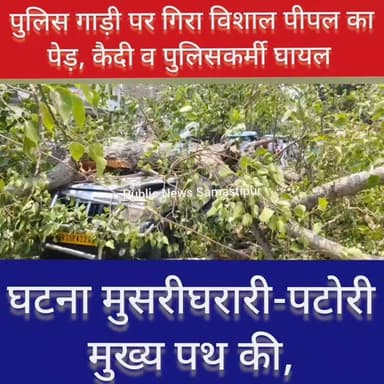 समस्तीपुर पुलिस गाड़ी पर गिरा विशाल पीपल का पेड़, कैदी व पुलिसकर्मी घायल #samastipur #bihar #viral #trendingreels #trend...