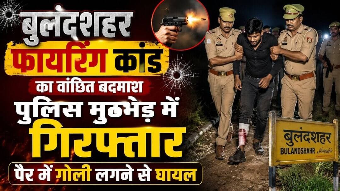 #बुलंदशहर #ककोड़ फायरिंग कांड का वांछित बदमाश पुलिस मुठभेड़ में गिरफ्तार, पैर में गोली लगने से घायल।