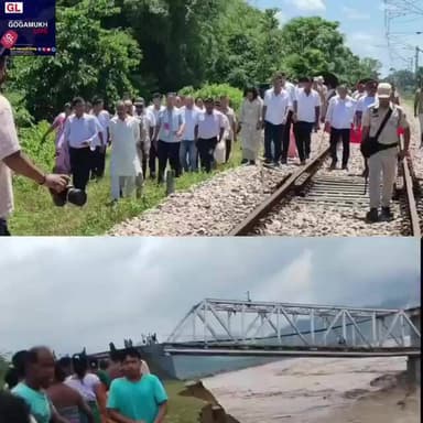 চিমেন চাপৰিৰ চিমেন নৈ ৰেল দলং ভঙা অংশ পৰিদৰ্শন সাংসদ গৌৰৱ গগৈ