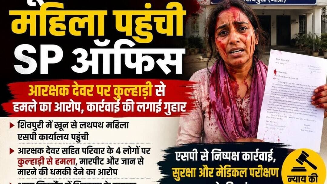 #शिवपुरी खून से लथपथ महिला पहुंची SP ऑफिस