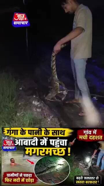 गंगा के पानी के साथ आबादी में पहुंचा मगरमच्छ, मची दहशत#asm_news