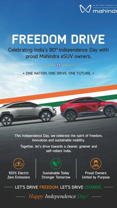 Mahindra Freedom Drive 🇮🇳⚡
Celebrating India’s 80th Independence Day with the spirit of freedom, the thrill of the drive, and a community that believes in a greener tomorrow. 🚙🇮🇳
From powerful eSUVs to an incredible community of proud owners, the energy on the road was absolutely unreal. 🔥
One Nation. One Drive. One Future.
Proudly managed & executed by @theshowcraftevents_worldwide 🎯
Here’s a glimpse of the Freedom Drive. ❤️
#Mahindra #FreedomDrive #MahindraEV #eSUV #IndependenceDay India80 ElectricIndia EVIndia DriveElectric SustainableMobility ProudlyIndian TheShowCraft