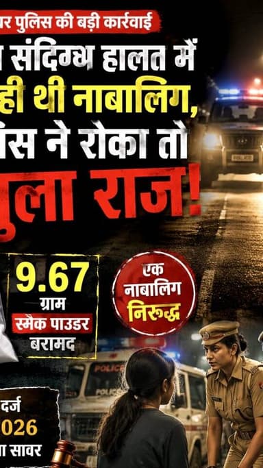 सावर थाना क्षेत्र में पंडेर रोड़ पर रात के अंधेरे में स्मैक बेचने की फिराक में घूम रही एक नाबालिग लड़की निरुद्ध,9.67 ग्राम स्मैक पाउडर जब्त...|| #ndps #police #sawar #smec #powder
