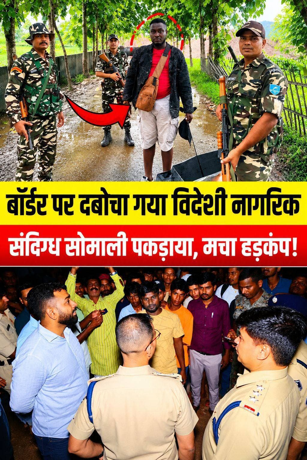 बॉर्डर पर दबोचा गया विदेशी नागरिक, मचा हड़कंप; पूछताछ में सामने आए कई चौंकाने वाले राज!
भारत-नेपाल बॉर्डर से इस वक्त की बड़ी खबर सामने आ रही है, जहां एसएसबी और सुरक्षा बलों ने एक संदिग्ध विदेशी नागरिक को धर दबोचा है। इस कार्रवाई के बाद पूरे सीमावर्ती इलाके में हड़कंप मच गया है।
तलाशी के दौरान आरोपी के पास से 25 हजार रुपये नकद और मोबाइल फोन बरामद किया गया है।
प्राथमिक जांच में सामने आई बातें चौंकाने वाली हैं:
* पकड़ा गया विदेशी नागरिक अवैध तरीके से सीमा पार कर नेपाल भागने की फिराक में था।
* उसके पास मौजूद पासपोर्ट की वैधता पहले ही समाप्त हो चुकी थी।
* आरोपी खुद को छात्र बता रहा है, लेकिन इतनी बड़ी नकदी और फर्जी दस्तावेजों के साथ बॉर्डर तक पहुंचना सुरक्षा एजेंसियों के कान खड़े कर रहा है।
फिलहाल पुलिस और सुरक्षा एजेंसियां आरोपी को हिरासत में लेकर कड़ी पूछताछ कर रही हैं, ताकि सीमा पार कराने वाले सिंडिकेट और उसके स्थानीय संपर्कों का पता लगाया जा सके।
फेसबुक पोस्ट कैप्शन (टेक्स्ट पोस्ट)
🚨 बड़ी खबर: भारत-नेपाल बॉर्डर पर संदिग्ध विदेशी नागरिक गिरफ्तार, इलाके में मचा हड़कंप!
भारत-नेपाल सीमा क्षेत्र में एसएसबी और सुरक्षा बलों ने मुस्तैदी दिखाते हुए एक संदिग्ध विदेशी नागरिक को दबोच लिया है। आरोपी के पास से ₹25,000 नकद और मोबाइल फोन बरामद किया गया है।
🔹 मुख्य बिंदु:
* बरामदगी: 25 हजार रुपये कैश, मोबाइल फोन और संदिग्ध दस्तावेज।
* साजिश: एक्सपायर्ड पासपोर्ट के सहारे अवैध रूप से नेपाल भागने की थी फिराक।
* कार्रवाई: सुरक्षा एजेंसियां और पुलिस नेटवर्क के स्थानीय संपर्कों की गहन जांच में जुटीं।
सीमावर्ती क्षेत्रों में सुरक्षा और निगरानी और सख्त कर दी गई है।
<nis:link nis:type=tag nis:id=breakingnews nis:value=BreakingNews nis:enabled=true nis:link/> <nis:link nis:type=tag nis:id=indonepalborder nis:value=IndoNepalBorder nis:enabled=true nis:link/> <nis:link nis:type=tag nis:id=ssbaction nis:value=SSBAction nis:enabled=true nis:link/> <nis:link nis:type=tag nis:id=motiharinews nis:value=MotihariNews nis:enabled=true nis:link/> <nis:link nis:type=tag nis:id=eastchamparan nis:value=eastchamparan nis:enabled=true nis:link/>