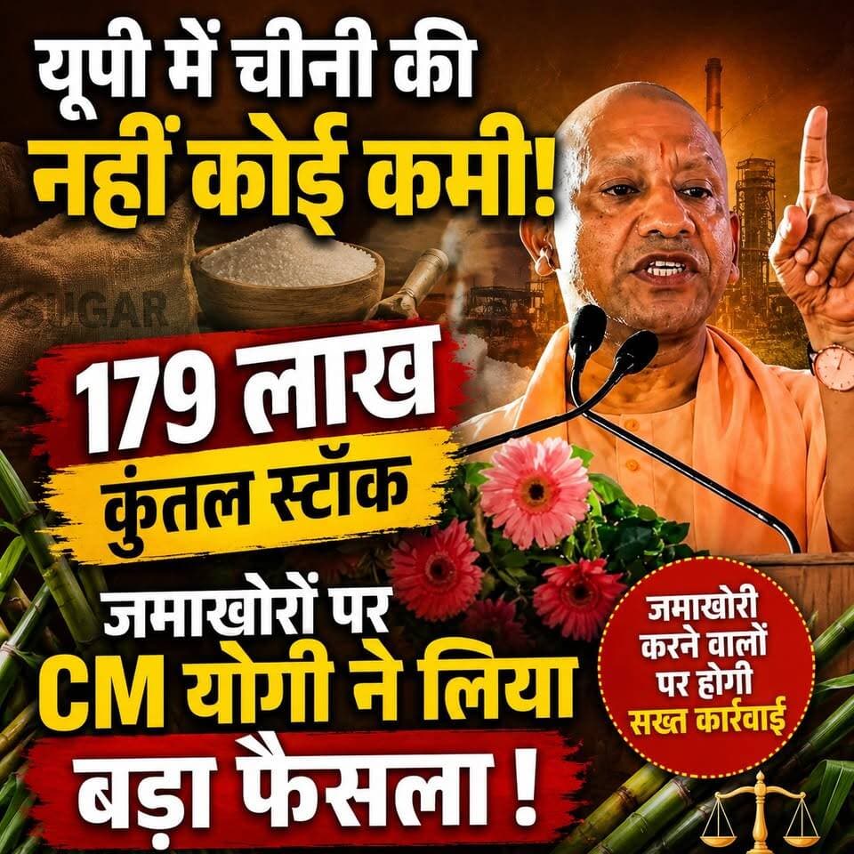 यूपी में चीनी की नहीं कोई कमी! 179 लाख कुंतल स्टॉक, जमाखोरों पर CM योगी ने लिया बड़ा फैसला । #UPNews #SugarNews #YogiAdityanath #UttarPradesh #BreakingNews #BudaunNews #SatyamevBharatNews @highlight सत्यमेव भारत न्यूज Anirudha Mishra Er Rana Pratap Singh Vikendra Sharma Tejan Rastogi