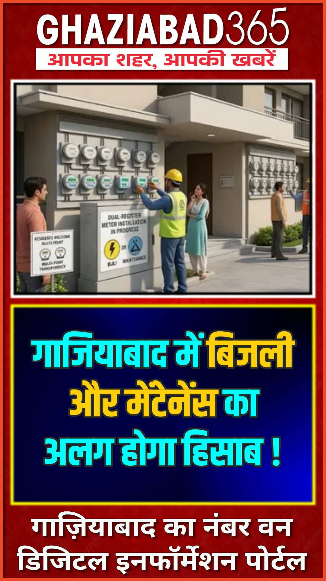 🚨 गाजियाबाद की 20 सोसायटियों में बदलेंगे पुराने बिजली मीटर! अब मेंटेनेंस का हिसाब रहेगा अलग ⚡
Ghaziabad electricity news, DSDR meter Ghaziabad, Ghaziabad365, Ghaziabad AOA notice, dual source dual register meter, Ghaziabad society news, UP Power Corporation, बिजली मीटर नोटिस, गाजियाबाद न्यूज़, स्मार्ट प्रीपेड मीटर