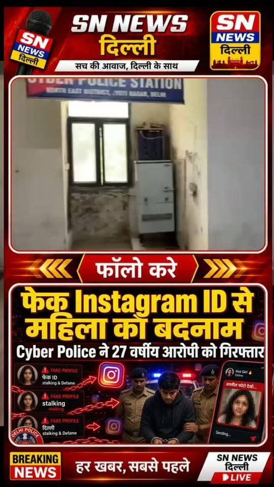 फेक Instagram ID बनाकर महिला को कर रहा था बदनाम, Cyber Police ने आरोपी को किया गिरफ्तार 🚨
दिल्ली के नॉर्थ-ईस्ट जिले में साइबर पुलिस ने डिजिटल स्टॉकिंग और ऑनलाइन उत्पीड़न के एक संवेदनशील मामले का खुलासा करते हुए 27 वर्षीय आरोपी जीतू कुमार को गिरफ्तार किया है।
आरोप है कि आरोपी ने पीड़िता के नाम और फोटो से कई फर्जी Instagram ID बनाई और उनके जरिए अश्लील वीडियो व तस्वीरें पीड़िता के पति व परिचितों को भेजकर उसे बदनाम करने और मानसिक रूप से परेशान करने की कोशिश की। Instagram ID हटाए जाने के बाद आरोपी कथित तौर पर नई ID बनाकर फिर वही गतिविधि करता था।
तकनीकी जांच के आधार पर Cyber Police Station/NED की टीम ने आरोपी तक पहुंच बनाई। आरोपी के कब्जे से अपराध में इस्तेमाल किया गया एक मोबाइल फोन भी बरामद किया गया है।
📌 FIR No. 22/2026
📌 धारा 67A IT Act
📌 आरोपी: जीतू कुमार, उम्र 27 वर्ष
📌 थाना: Cyber Police Station, North-East District
#DelhiPolice #CyberPolice #CyberCrime #DigitalStalking #InstagramCrime FakeInstagramID OnlineHarassment CyberSecurity NorthEastDelhi DelhiNews CrimeNews BreakingNews SNNewsDelhi DigitalCrime