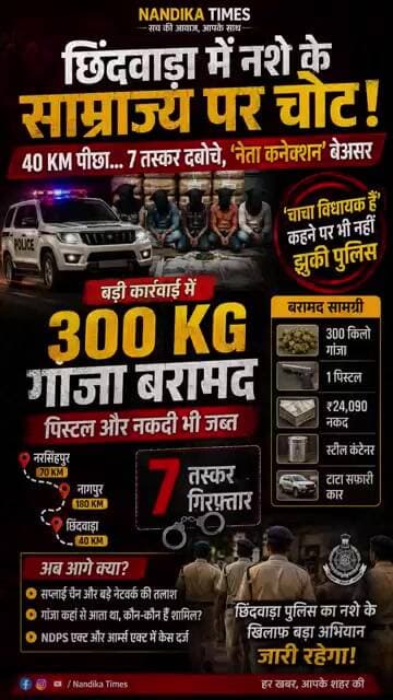 छिंदवाड़ा में 300 KG गांजा जब्त! 40 KM पीछा कर 7 गिरफ्तार, पिस्टल भी मिली #shorts #breakingnews