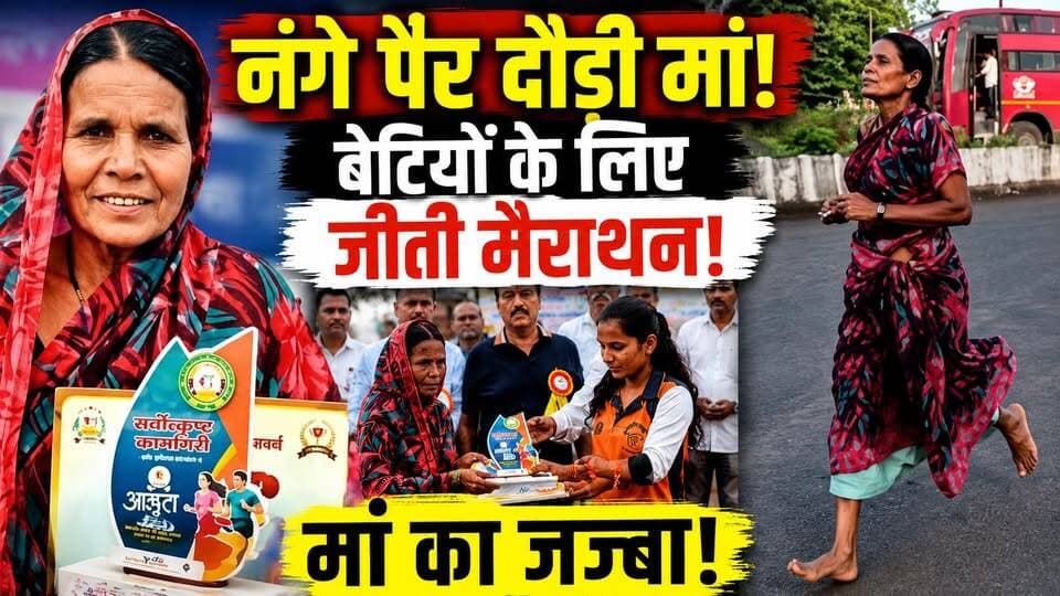 Maharashtra: साड़ी-पल्लू संभालकर नंगे पैर दौड़ी मां! बेटियों की पढ़ाई के लिए जीत ली मैराथन | Beed
🚨 बेटियों के सपनों के लिए नंगे पैर दौड़ी मां! ❤️
महाराष्ट्र से सामने आई एक मां की कहानी लोगों का दिल जीत रही है।
👣 पैरों में जूते नहीं
👗 बदन पर साड़ी
💪 लेकिन हौसला ऐसा कि पूरी मैराथन दौड़ गईं!
बताया जा रहा है कि मां ने अपनी बेटियों की पढ़ाई और बेहतर भविष्य के लिए मैराथन में हिस्सा लिया और जीत हासिल की।
यह सिर्फ एक रेस नहीं थी...
यह अपनी बेटियों के सपनों के लिए एक मां की दौड़ थी। ❤️
क्या आप इस मां के जज्बे को सलाम करेंगे?
#Maharashtra #Mother #Marathon #WomenPower #InspirationalStory #ViralNews