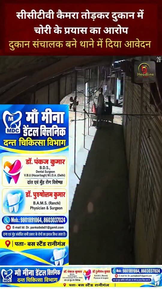 प्रतापपुर में चोरी की कोशिश नाकाम: CCTV तोड़ा तो दूसरे कैमरे में कैद हुए चोर, थाने में दिया आवेदन...