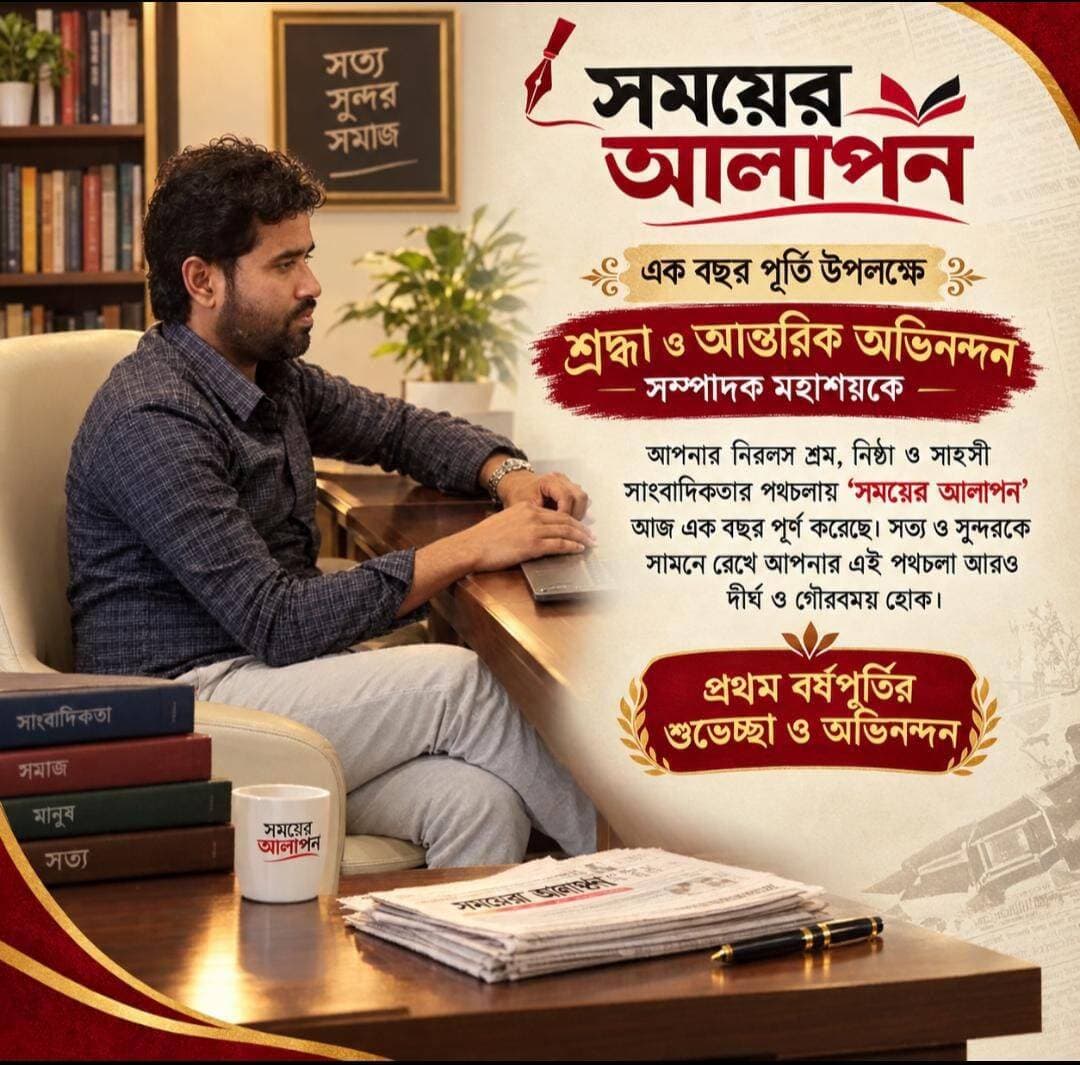 আপনাদের ভালোবাসা ও সহযোগিতায় “সময়ের আলাপন” আজ দ্বিতীয় বর্ষে পদার্পণ করেছে, এই পথচলায় পাশে থাকার জন্য সকলকে জানাই আন্তরিক কৃতজ্ঞতা ও ভালোবাসা।।