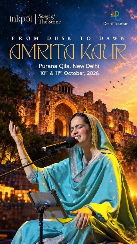 Delhi, get ready for a very special musical experience at Purana Qila! ✨
Internationally acclaimed artist Amrita Kaur @amritakaurmusic comes to Delhi with Dusk to Dawn, the third chapter of Songs of the Stone by @inkpotindia_ . Set against the historic backdrop of Purana Qila, this two-part experience brings together music, heritage and the magic of Delhi at two very different times of the day.
The first experience unfolds at 7 PM on 10 October, followed by the second at 7 AM on 11 October - taking audiences from the evening into the morning.
The event is presented in collaboration with @delhitourism_official @songsofthestone
🎟️ Tickets are now live on the District by Zomato app.
📍 Purana Qila, New Delhi
📅 10–11 October 2026
If you love live music, heritage, cultural experiences and discovering something different in Delhi, this is one to add to your calendar.
#AmritaKaur #delhiconcert #SongsOfTheStone #PuranaQila #delhievents