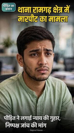 फिरोजाबाद में मारपीट का CCTV फुटेज आया सामने, पीड़ित का बयान - न्याय की लगाई गुहार
फिरोजाबाद। थाना रामगढ़ क्षेत्र के 60 फुटा रोड, शहनाई मैरिज होम के पास 11 अक्टूबर 2026 की शाम करीब 5 बजे मारपीट की घटना सामने आई है। घटना का CCTV फुटेज भी सामने आया है।
पीड़ित नजमुल हसन पुत्र पप्पू निवासी हाजीपुरा, हिंदी स्कूल के पीछे ने बताया कि वह 60 फुटा रोड की ओर जा रहे थे, तभी कुछ लोगों ने उन्हें रोक लिया। पीड़ित का आरोप है कि आरोपियों ने गाली-गलौज और मारपीट की।
पीड़ित ने बताया कि इस घटना में उन्हें गर्दन और पीठ पर चोटें आईं हैं। पीड़ित द्वारा थाना रामगढ़ में प्रार्थना पत्र देकर निष्पक्ष जांच की मांग की गई है। पीड़ित के अनुसार उनके पास घटना से संबंधित CCTV फुटेज भी मौजूद है।
पीड़ित ने प्रशासन से न्याय की गुहार लगाई है। पुलिस द्वारा मामले में जांच की जा रही है।
> नोट: यह समाचार पीड़ित के बयान और प्राप्त CCTV फुटेज के आधार पर है। पुलिस जांच जारी है, तथ्यों के आधार पर कार्रवाई की जाएगी।
#Firozabad #ThanaRamgarh #CCTVFootage #60FutaRoad #FirozabadNews #CrimeNews #ViralCCTV #Justice #UPPolice #DDMNews #Exclusive #KashmirSinghJournalist