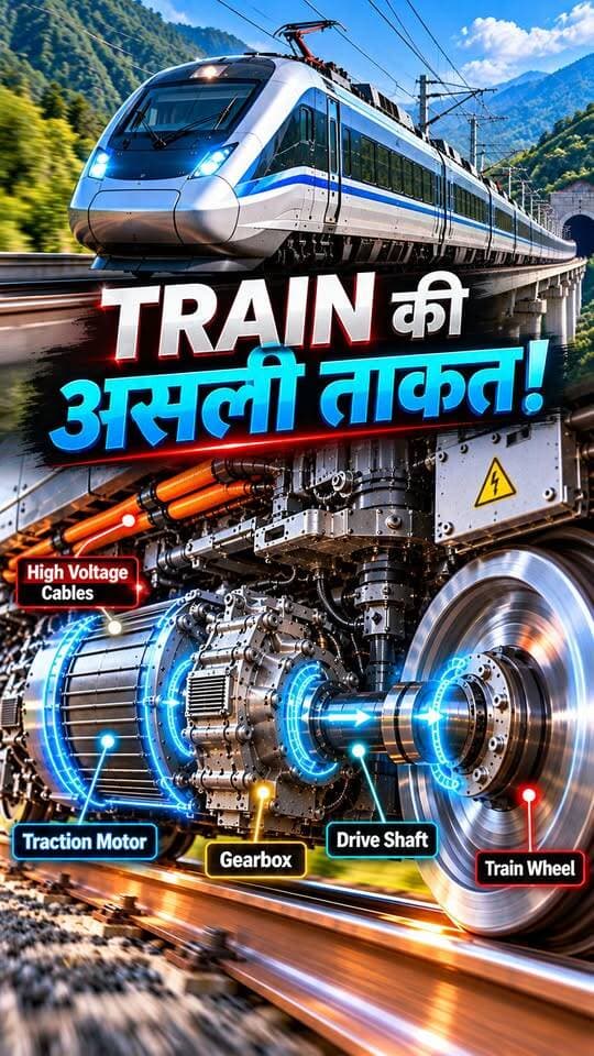 🚆 What gives an electric train its incredible power? ⚡ Discover the amazing science behind the Traction Motor! #TrainEngineering #ScienceFacts #engineering #foryouシ #facebookreel #nonfollowers