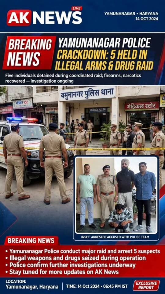 825 ट्रामाडोल कैप्सूल केस में बड़ा एक्शन, मुख्य सप्लायर गिरफ्तार
#Yamunanagar #HaryanaPolice #DrugSmuggling #Tramadol #AntiNarcoticsCell #BreakingNews #AKNews