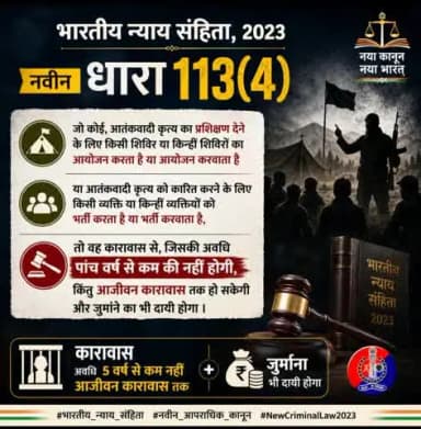भारतीय न्याय संहिता की नवीन धारा 113(4)
#भारतीय_न्याय_संहिता #नवीन_आपराधिक_कानून #NewCriminalLaw2023