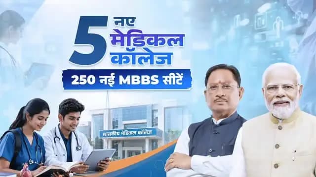 सुशासन सरकार के प्रयासों से छत्तीसगढ़ को एक साथ 5 नए शासकीय मेडिकल कॉलेज और 250 नई एमबीबीएस सीटों की ऐतिहासिक सौगात मिली है।
छत्तीसगढ़ के हजारों युवाओं के डॉक्टर बनने के सपनों को नई उड़ान और दूरस्थ अंचलों तक बेहतर स्वास्थ्य सेवाओं का मजबूत आधार मिलेगा। ये नए संस्थान स्वस्थ, सक्षम और विकसित छत्तीसगढ़ के हमारे संकल्प को साकार करने में महत्वपूर्ण भूमिका निभाएंगे।
#संवर_रहा_छत्तीसगढ़ #मेडिकल #छत्तीसगढ़
@chhattisgarhcmo @dpr.chhattisgarh