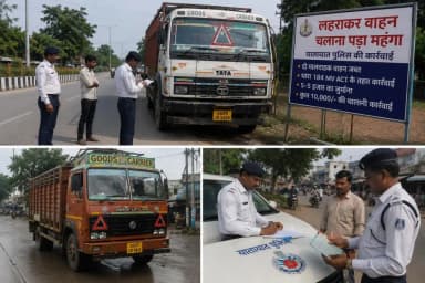 खैरागढ़: खैरागढ़ में लहराकर चलाने वाले 2 मालवाहक वाहन जब्त, 10 हजार रुपए का जुर्माना