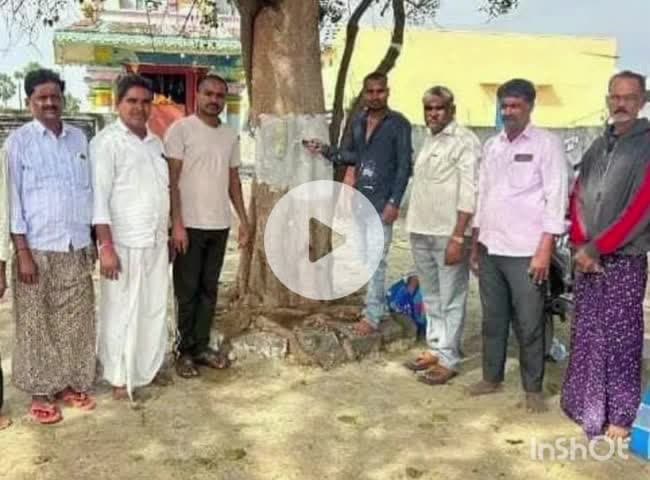 చెన్నారావుపేట: ధర్మరావుపేటలో రోడ్డుకు ఇరువైపున చెట్లు ఆక్రమణకు గురి కాకుండా వాటికి రంగులు వేసిన గ్రామపంచాయతీ సిబ్బంది