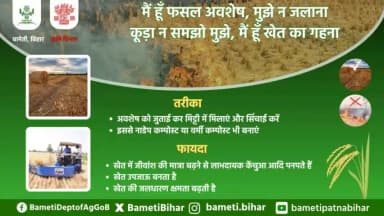 मैं हूँ फसल अवशेष, मुझे न जलाना
कूड़ा न समझो मुझे, मैं हूँ खेत का गहना
#CropResidueManagement #bameti.bihar #BAMETIBihar