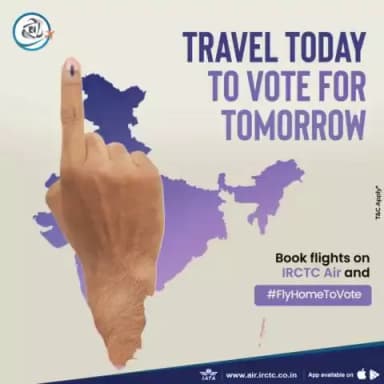 Travel to your constituency today to vote for a brighter future during the #GeneralElections.
Book tickets on IRCTC AIR