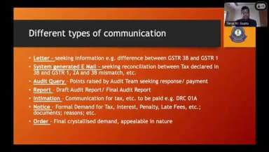 Different types of communication between taxpayers and Development. Do watch the video to understand great deal.