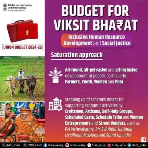 Budget for #ViksitBharat:
Inclusive Human Resource Development and Social Justice!
#UnionBudget2024 #BudgetForViksitBharat #