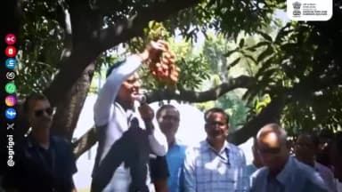 माननीय केंद्रीय कृषि मंत्री ने लीची किसान श्री हरिप्रसाद से भेंट कर खेती व बाजार संभावनाओं पर चर्चा की। #ViksitKrishi